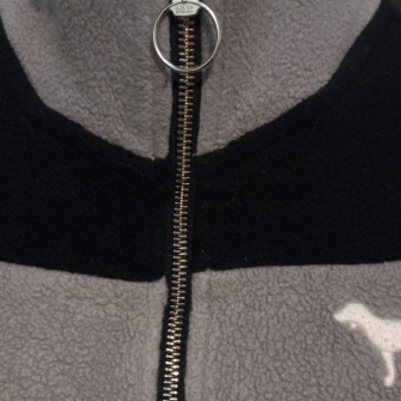 Victoria Secret PINK XS Fleece Stripe Pullover Quarter Zip Jacket - Picture 3 of 9